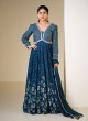 Teal Blue Embroidered Anarkali Suit With Dupatta